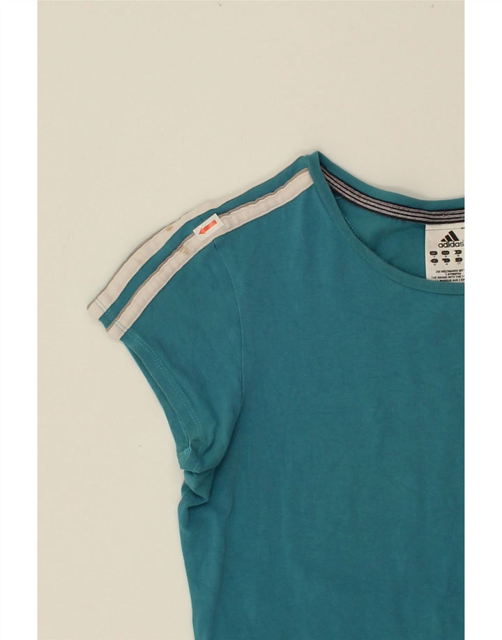 ADIDAS Womens T-Shirt Top UK 12 Medium Blue Cotton Vintage Adidas and Second-Hand Adidas from Messina Hembry 