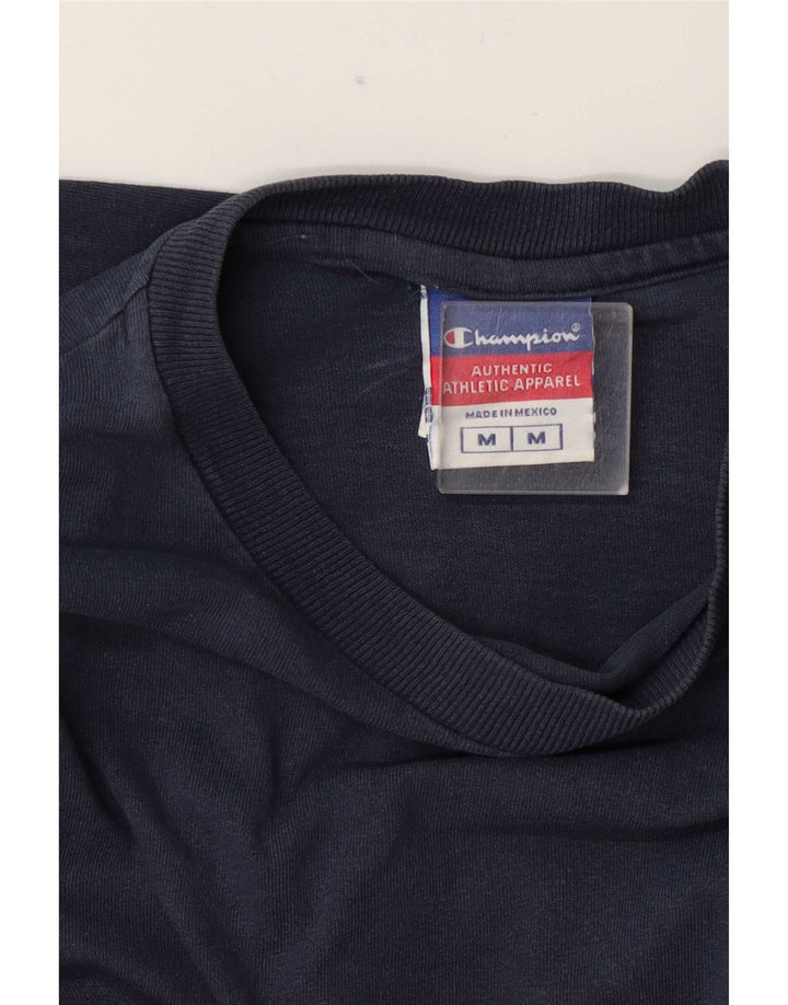 Champion Womens Top Long Sleeve UK 14 Medium Navy Blue Cotton
