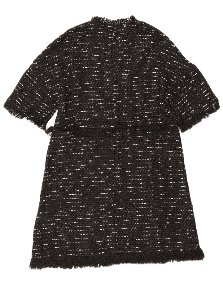 Zara Womens A-Line Dress UK 12 Medium Black Flecked Polyester