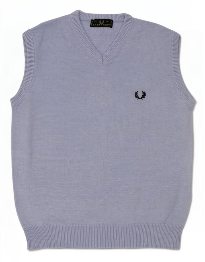 Fred Perry Mens Vest Tank Top Medium Blue Cotton