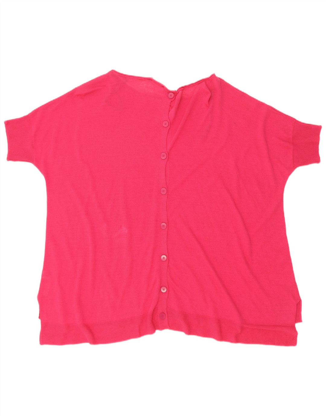 Benetton Womens Short Sleeve Oversized Cardigan Sweater UK 14 Medium Pink