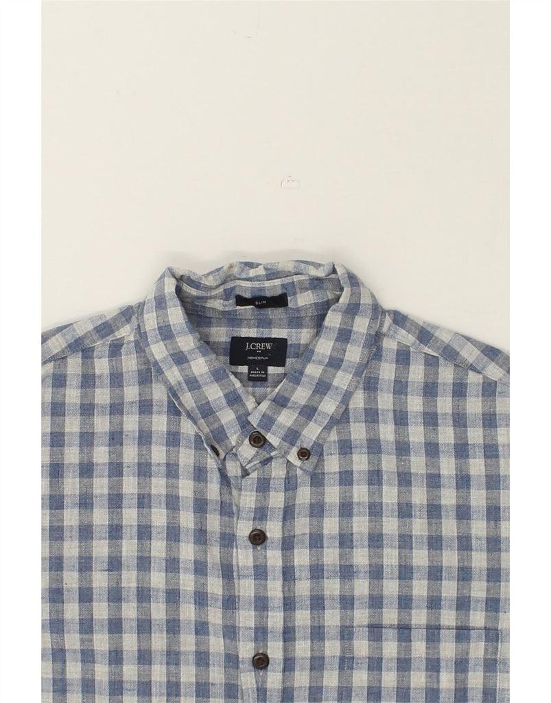 J. CREW Mens Short Sleeve Slim Shirt Large Blue Check Cotton | Vintage J. Crew | Thrift | Second-Hand J. Crew | Used Clothing | Messina Hembry 