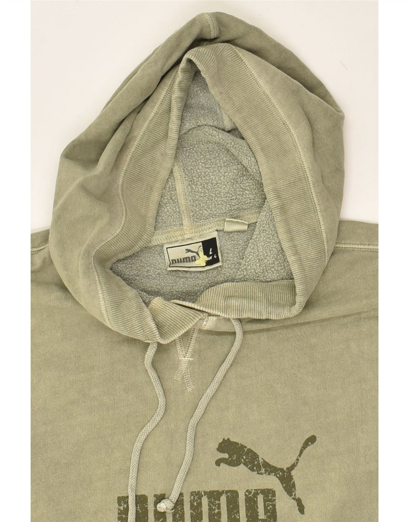 PUMA Mens Graphic Hoodie Jumper Large Green Cotton | Vintage Puma | Thrift | Second-Hand Puma | Used Clothing | Messina Hembry 