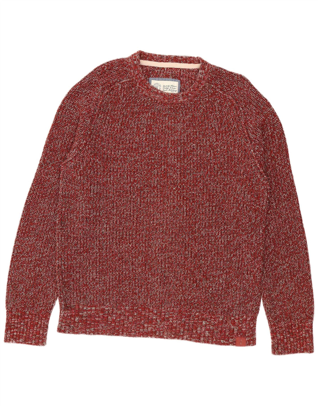 Fat Face Mens Crew Neck Jumper Sweater Medium Burgundy Flecked Cotton