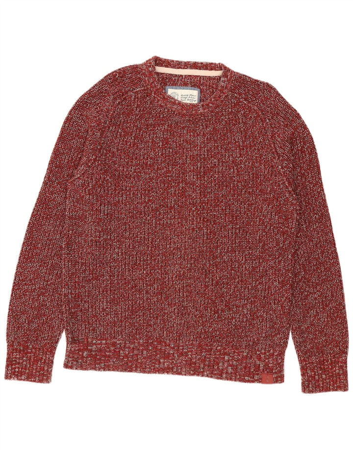 Fat Face Mens Crew Neck Jumper Sweater Medium Burgundy Flecked Cotton