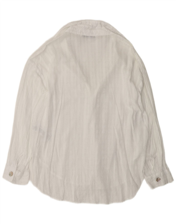 ZARA Womens Oversized Shirt UK 6 XS White Striped Cotton