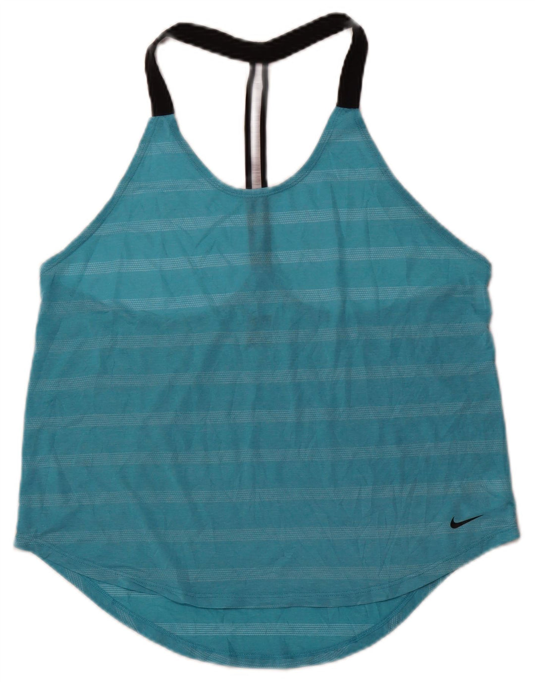 NIKE Womens Vest Top UK 16 Large Blue Striped Polyester Sports