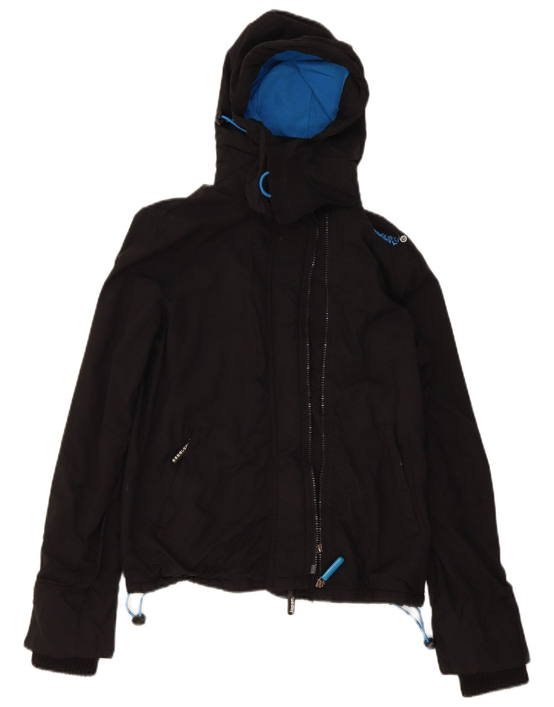 Superdry Womens Windcheater Hooded Windbreaker Jacket UK 10 Small Black