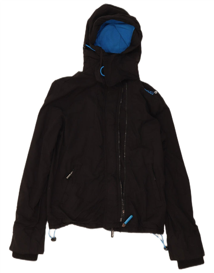 Superdry Womens Windcheater Hooded Windbreaker Jacket UK 10 Small Black