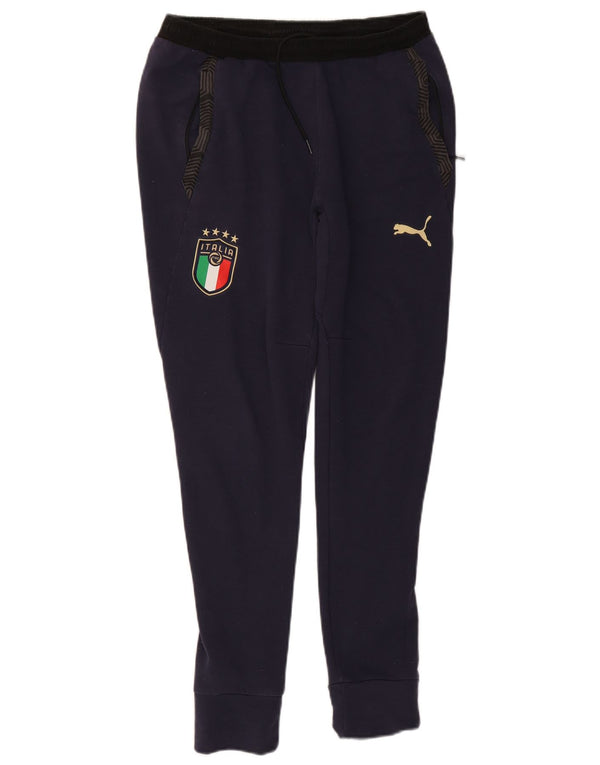 Puma Mens Italia Graphic Tracksuit Trousers Joggers Medium Navy Blue Cotton