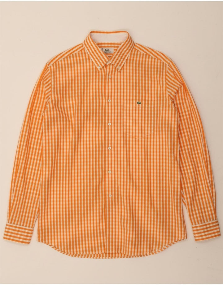 Lacoste Mens Shirt Size 42 Large Orange Gingham