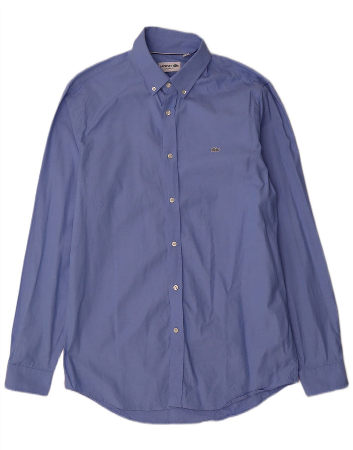 Lacoste Mens Regular Fit Shirt Size 40 15 1/2 Medium Blue Cotton
