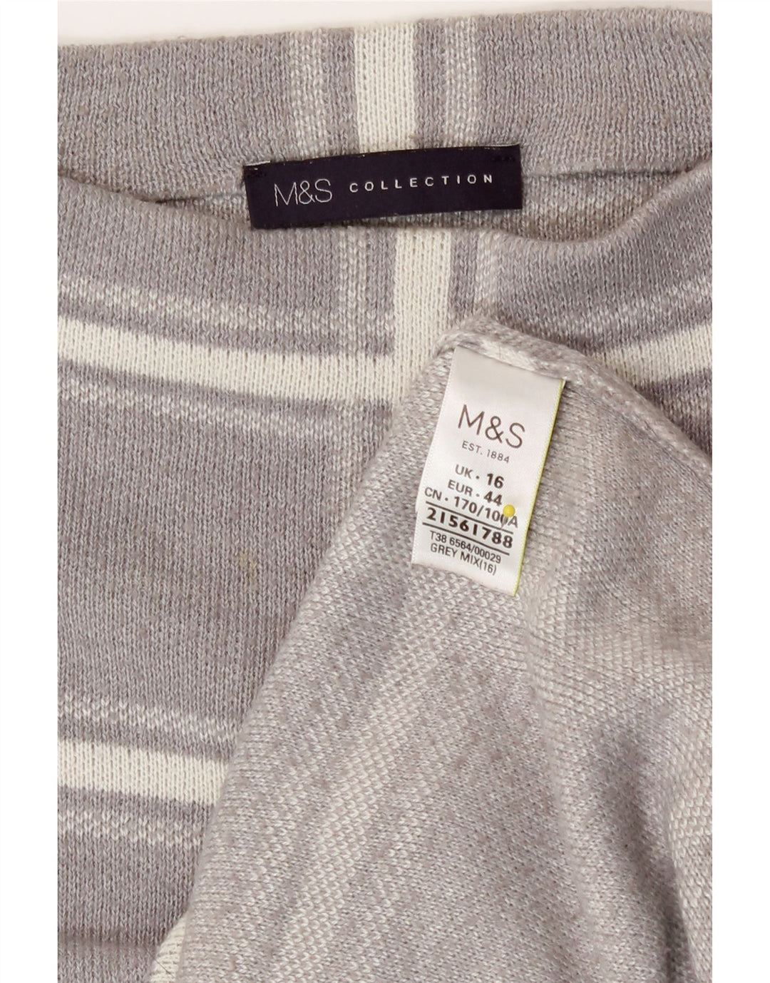 Marks & Spencer Womens Crew Neck Jumper Sweater UK 16 Large Grey Check