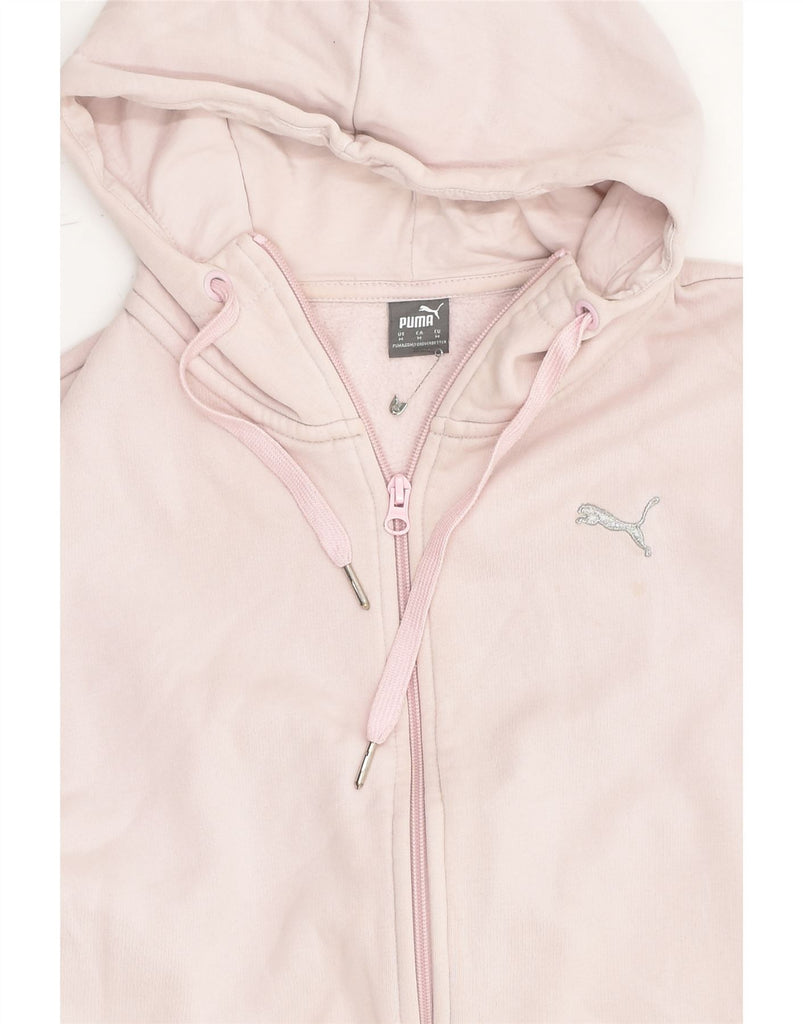 PUMA Womens Crop Oversized Zip Hoodie Sweater UK 14 Medium Pink | Vintage Puma | Thrift | Second-Hand Puma | Used Clothing | Messina Hembry 