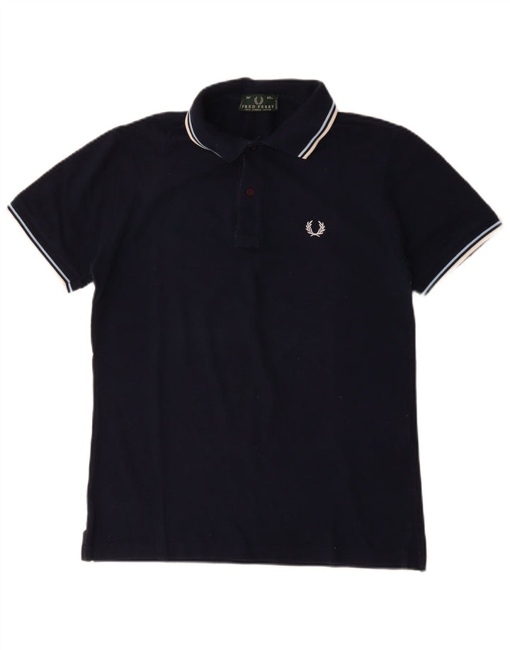 FRED PERRY Mens Polo Shirt Small Navy Blue Cotton