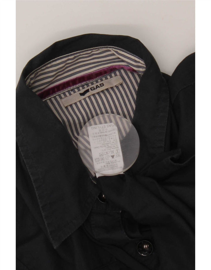Gas Womens Shirt UK 12 Medium Navy Blue Cotton