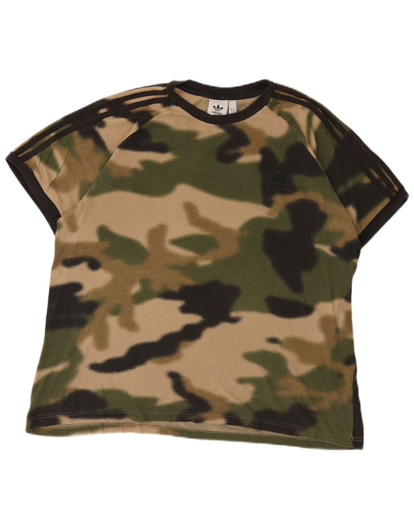 Adidas Mens T-Shirt Top XL Khaki Camouflage Cotton