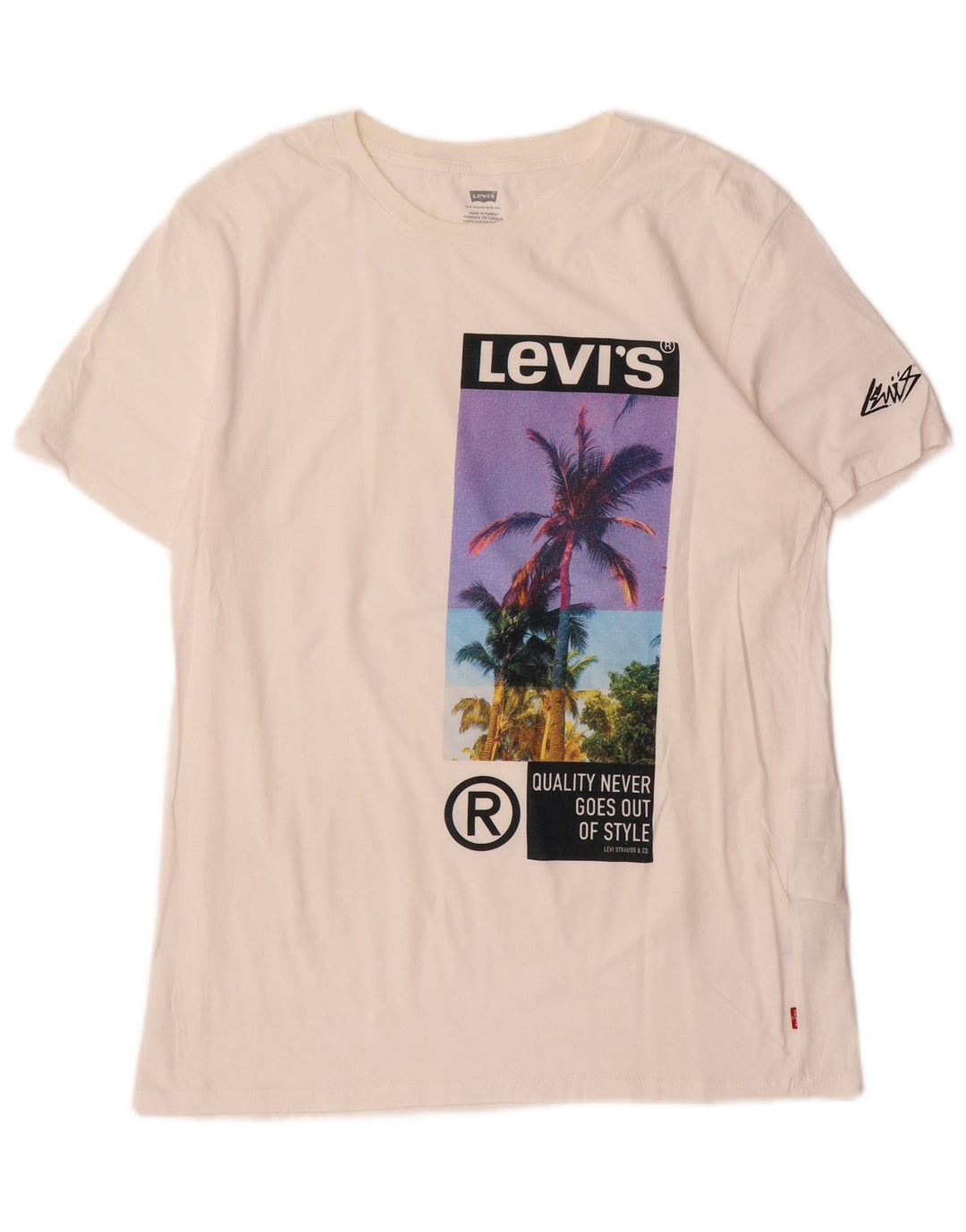 Levi's Mens Graphic T-Shirt Top Large Off White Cotton