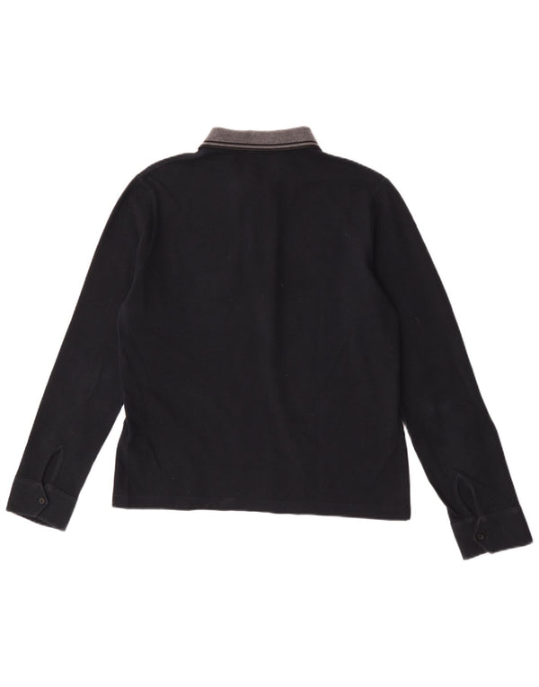 Fred Perry Mens Long Sleeve Rugby Polo Shirt Small Black Cotton