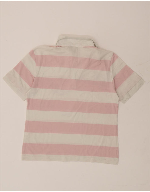 Paul & Shark Womens Graphic Polo Shirt UK 14 Medium Pink Striped Cotton