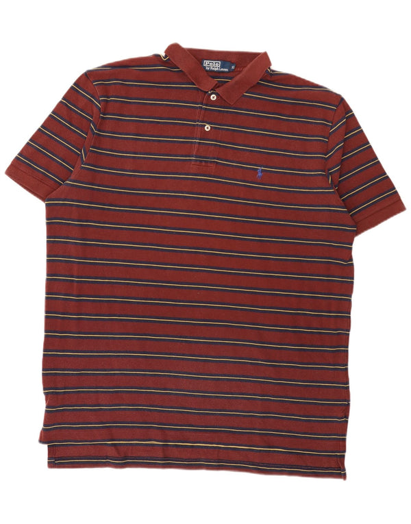 Polo Ralph Lauren Mens Shirt XL Burgundy Striped Cotton