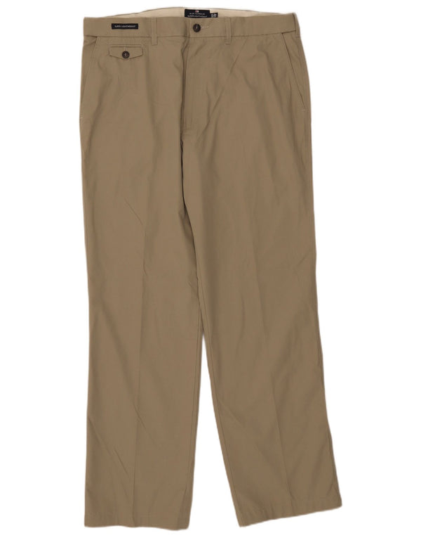 Marks & Spencer Mens Blue Harbour Straight Chino Trousers W36 L31 Khaki