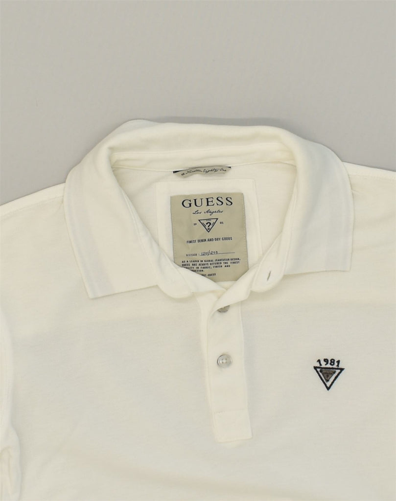 GUESS Mens Los Angeles Polo Shirt XS White Cotton | Vintage Guess | Thrift | Second-Hand Guess | Used Clothing | Messina Hembry 