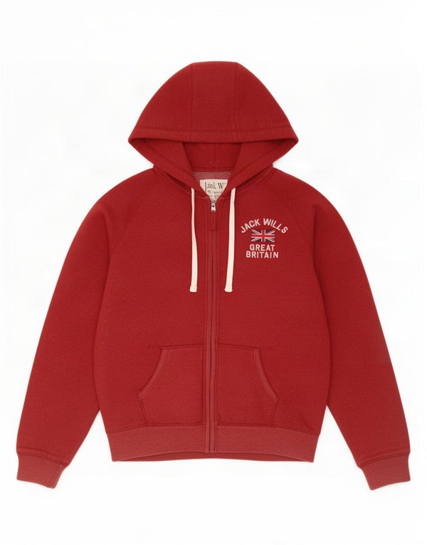 Jack Wills Mens Graphic Zip Hoodie Sweater Large Red Cotton