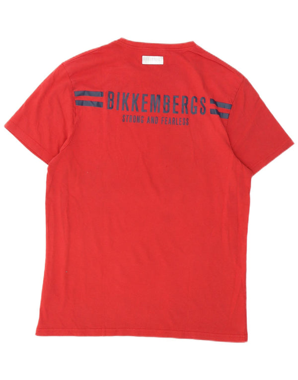 Bikkembergs Mens Graphic T-Shirt Top Large Red Cotton