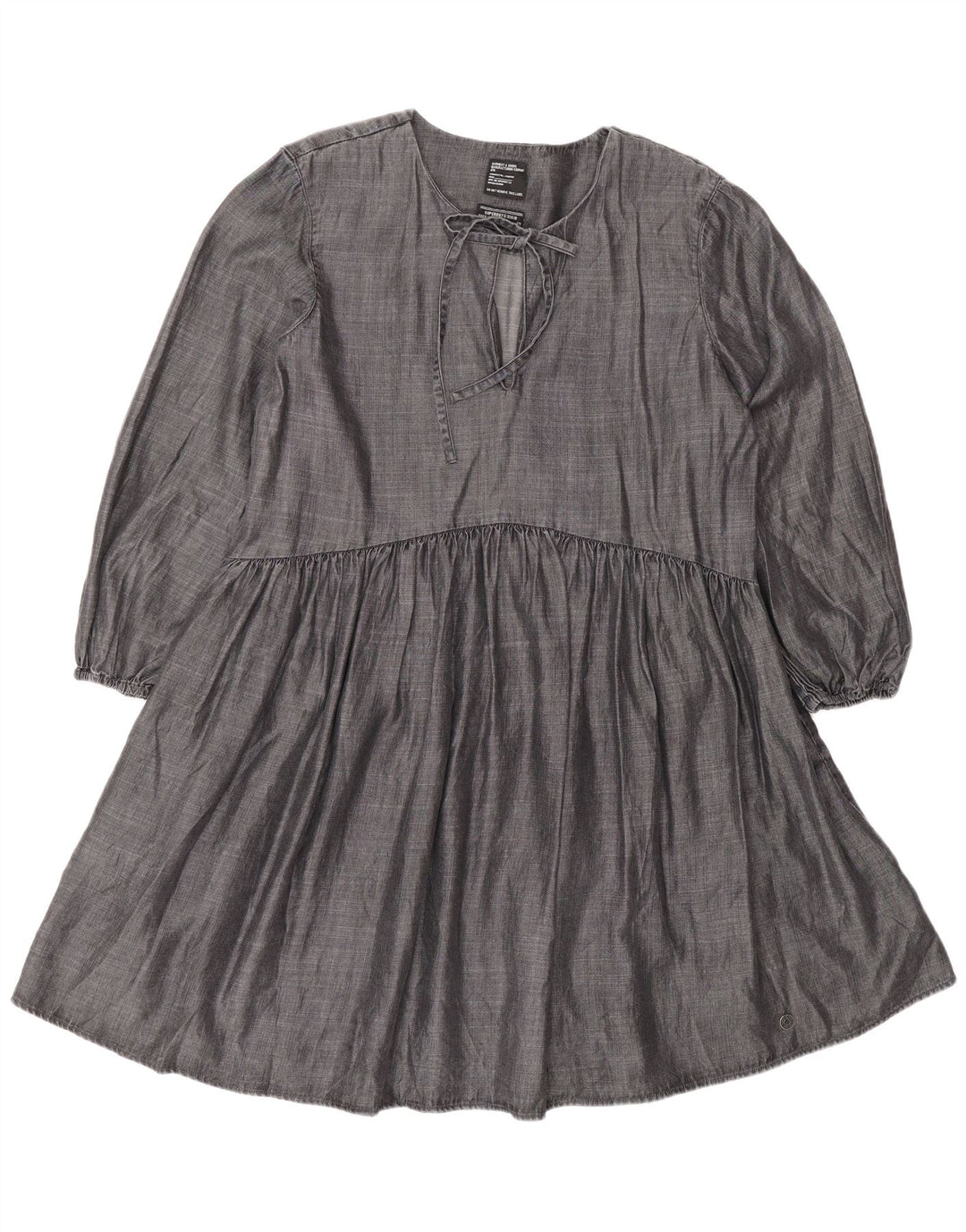 Superdry Womens Long Sleeve A-Line Dress UK 12 Medium  Grey Lyocell