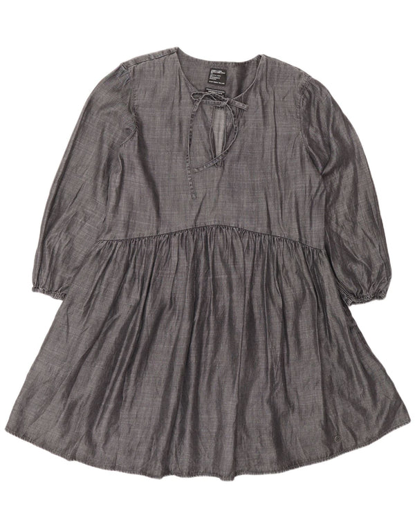 Superdry Womens Long Sleeve A-Line Dress UK 12 Medium  Grey Lyocell