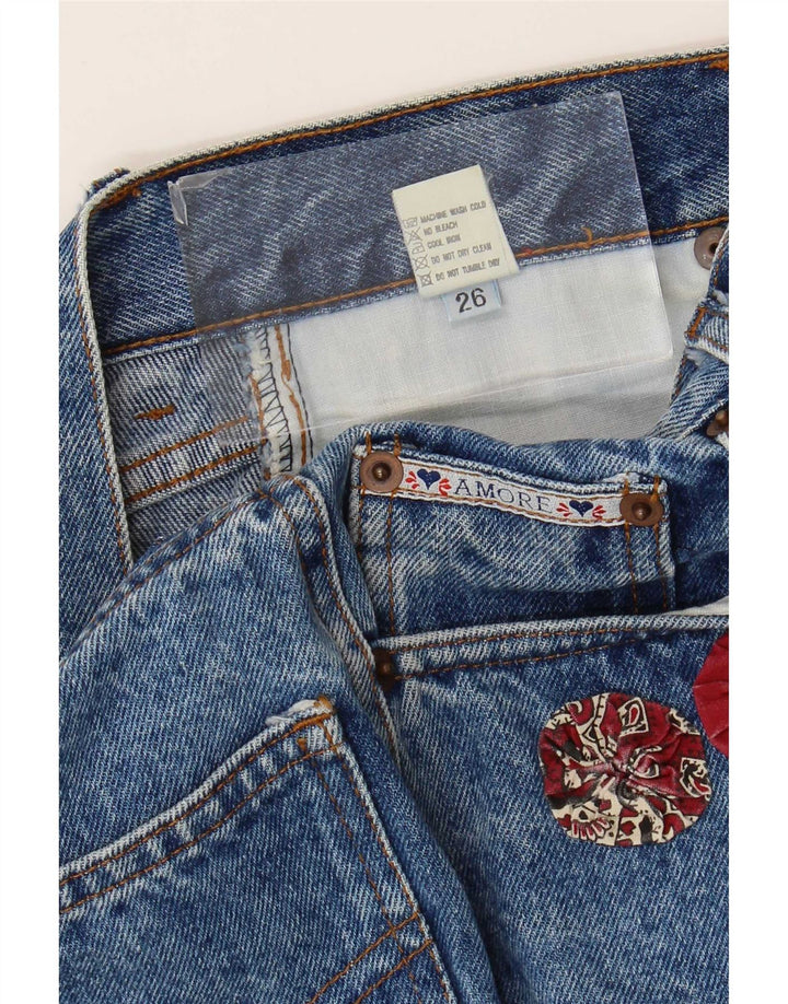 Vintage Womens Denim Skirt W26 Small Blue Cotton