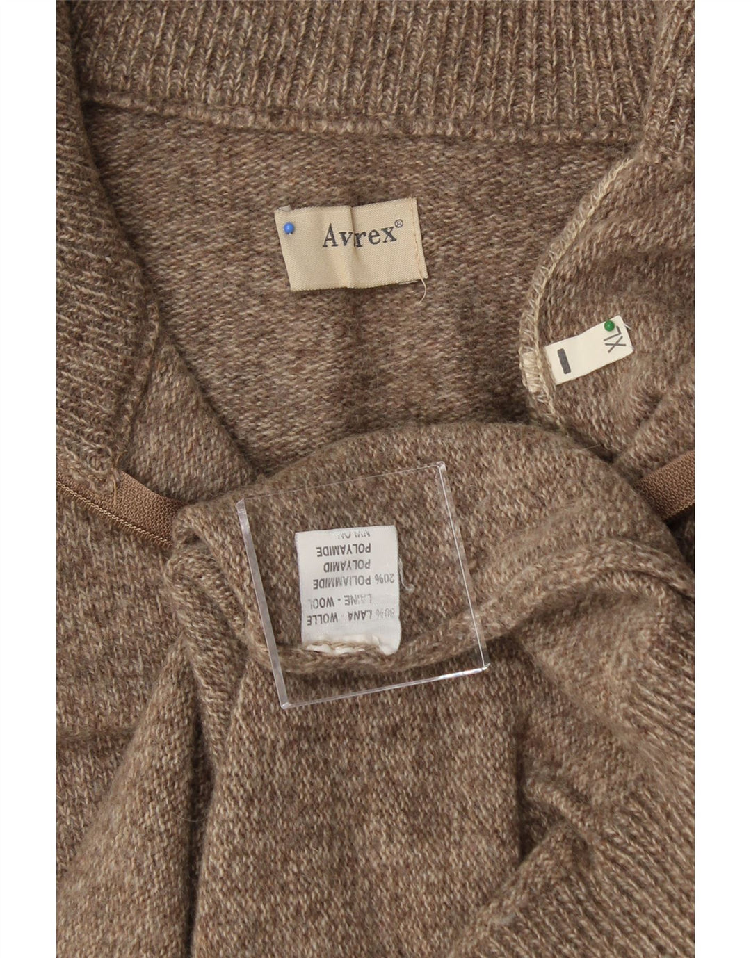 AVIREX Womens Zip Neck Jumper Sweater UK 18 XL Grey Wool Vintage Avirex and Second-Hand Avirex from Messina Hembry 