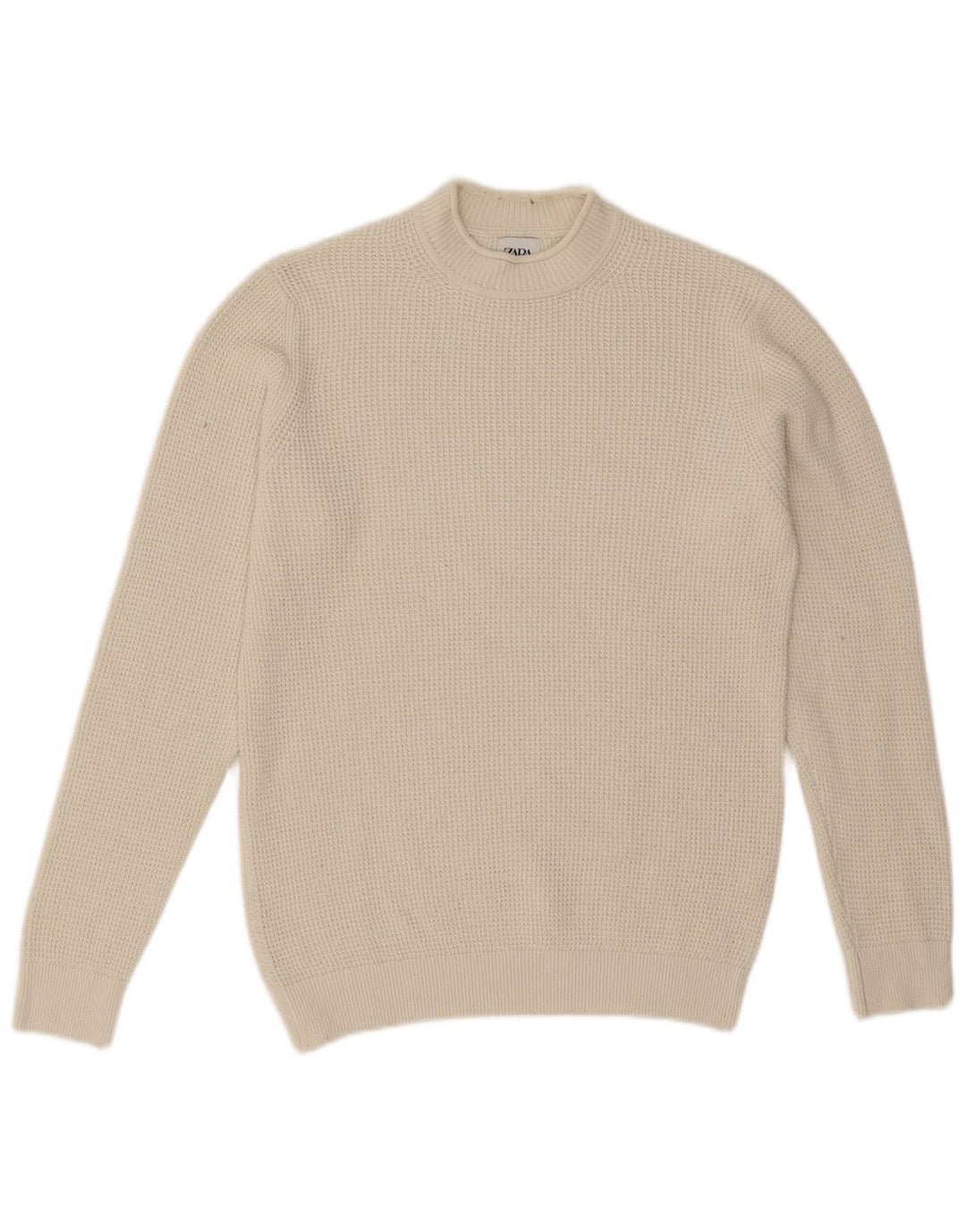 Zara Mens Turtle Neck Jumper Sweater Medium White Cotton