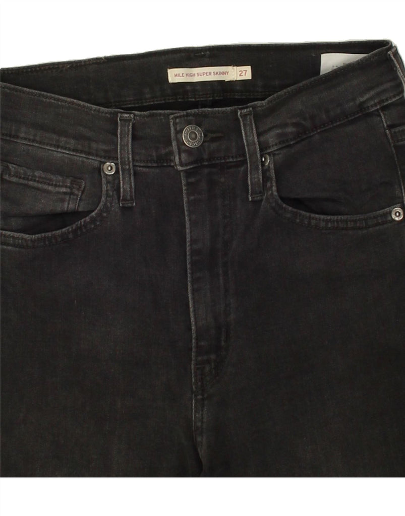 LEVI'S Womens Mile High Super Skinny Jeans W27 L26 Black Cotton | Vintage Levi's | Thrift | Second-Hand Levi's | Used Clothing | Messina Hembry 