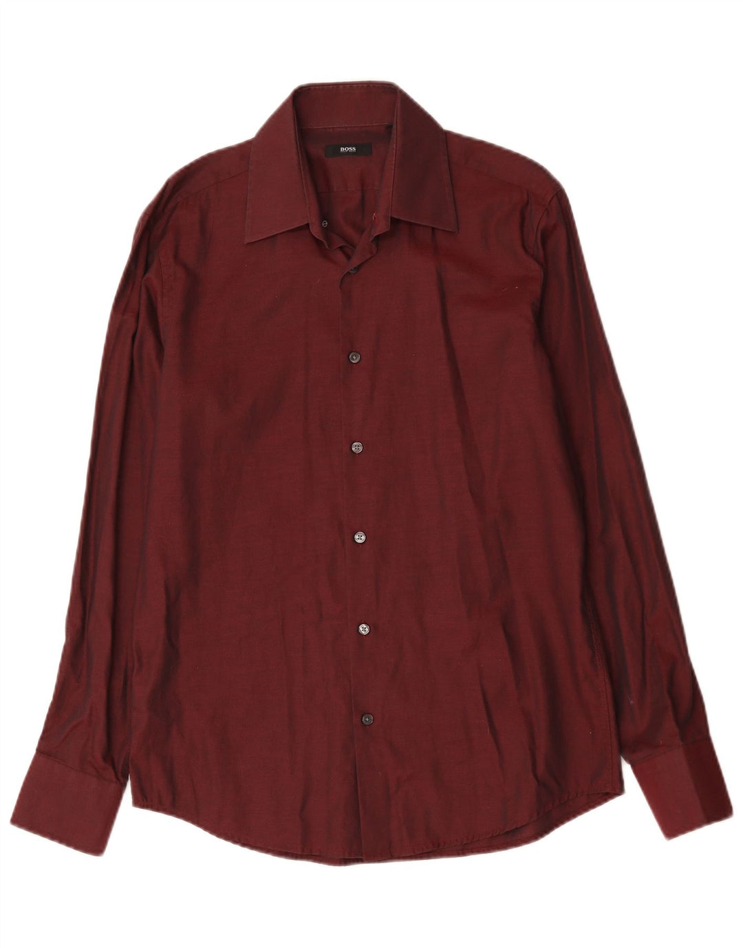 Hugo Boss Mens Shirt Size 39 15 1/2 Medium Burgundy Cotton