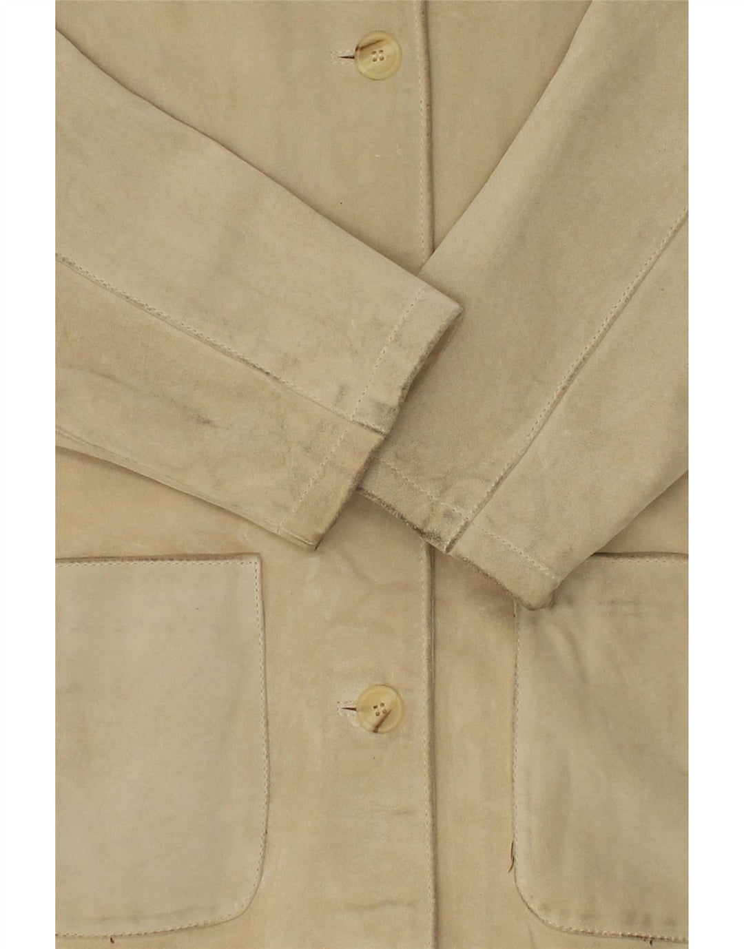 VINTAGE Womens Oversized Leather Jacket UK 10 Small Beige Leather Vintage Vintage and Second-Hand Vintage from Messina Hembry 