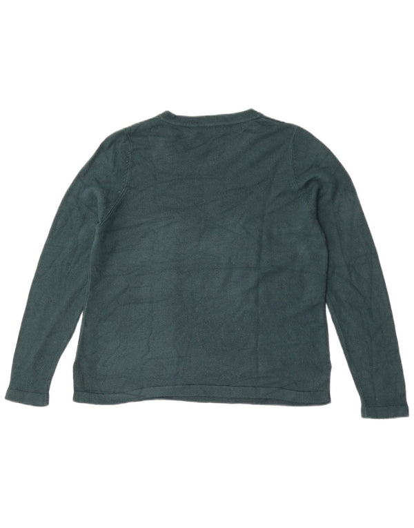 Marks & Spencer Womens Boat Neck Jumper Sweater UK 14 Medium Green Acrylic