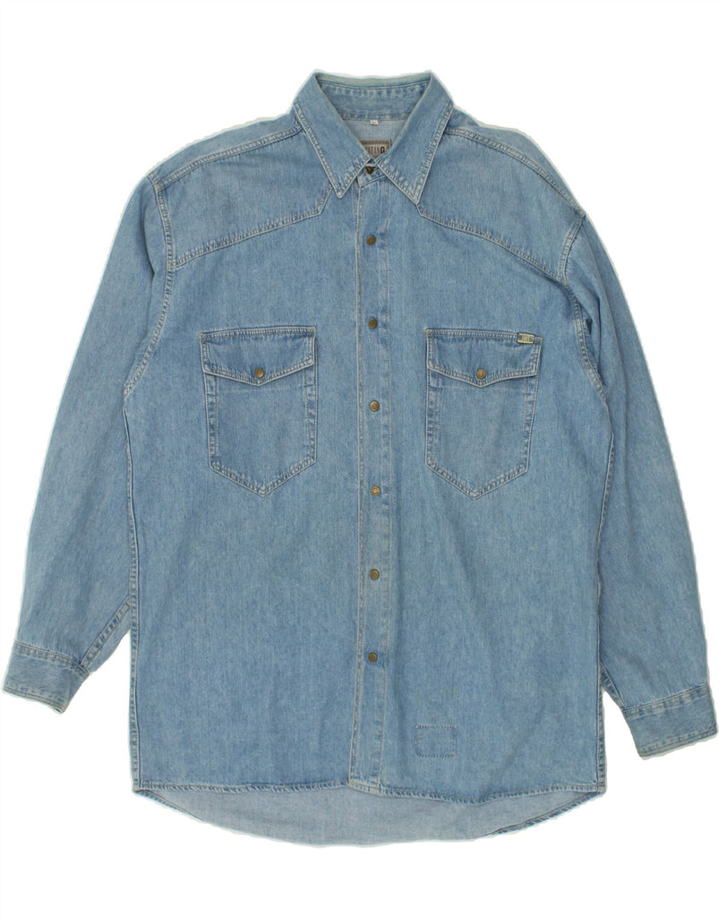 MUSTANG Mens Denim Shirt Large Blue Cotton | Vintage Mustang | Thrift | Second-Hand Mustang | Used Clothing | Messina Hembry 