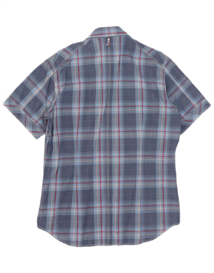 G-Star Mens Short Sleeve Shirt Large Blue Check Cotton