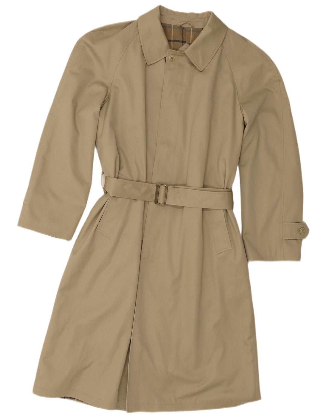 Vintage Mens Trench Coat IT 46 Small Beige Polyester