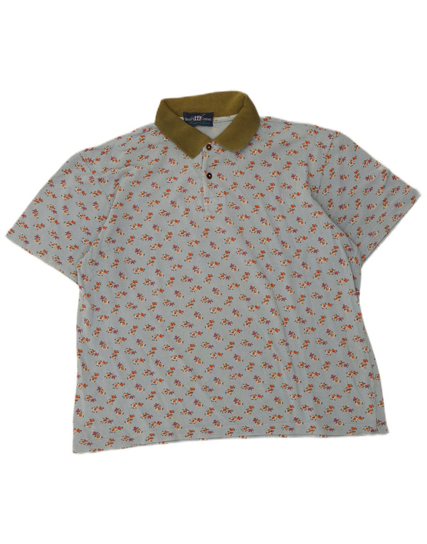 Henry Cottons Womens Polo Shirt UK 16 Large Blue Floral