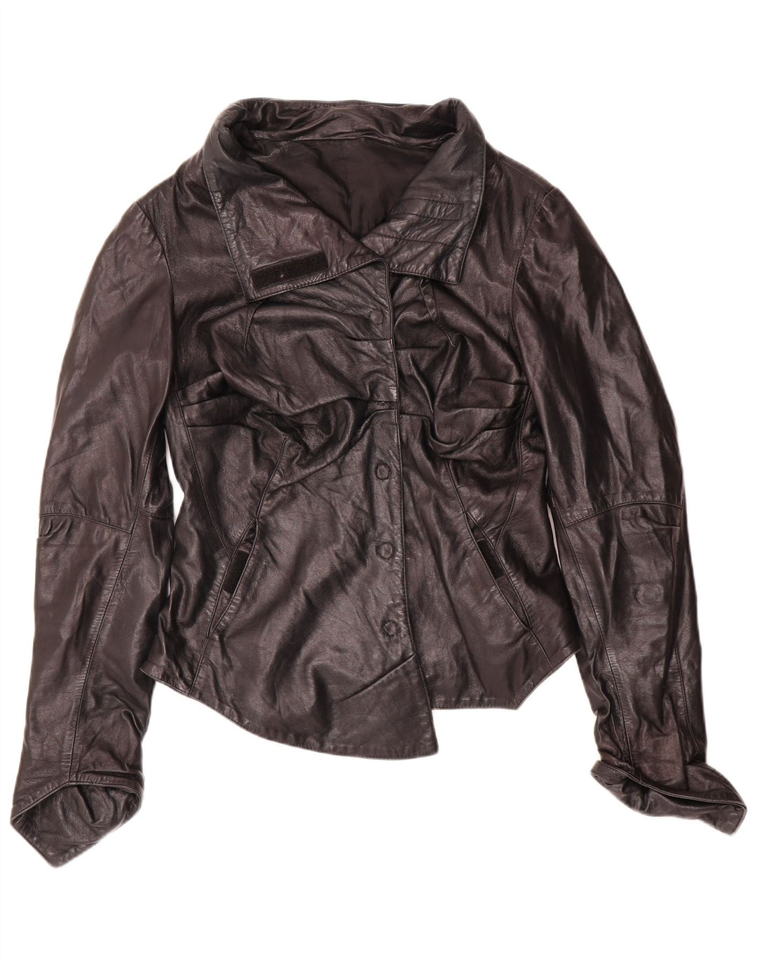 Vintage Womens Leather Biker Jacket UK 12 Medium Black