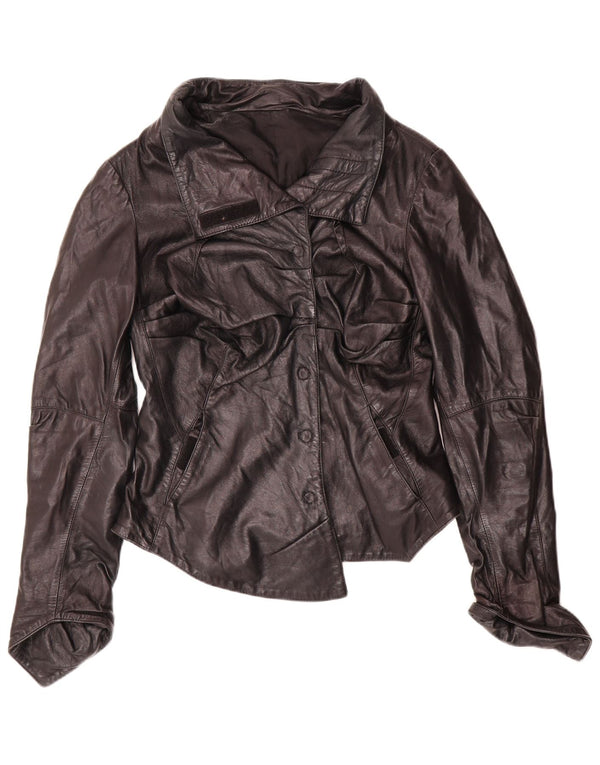 Vintage Womens Leather Biker Jacket UK 12 Medium Black