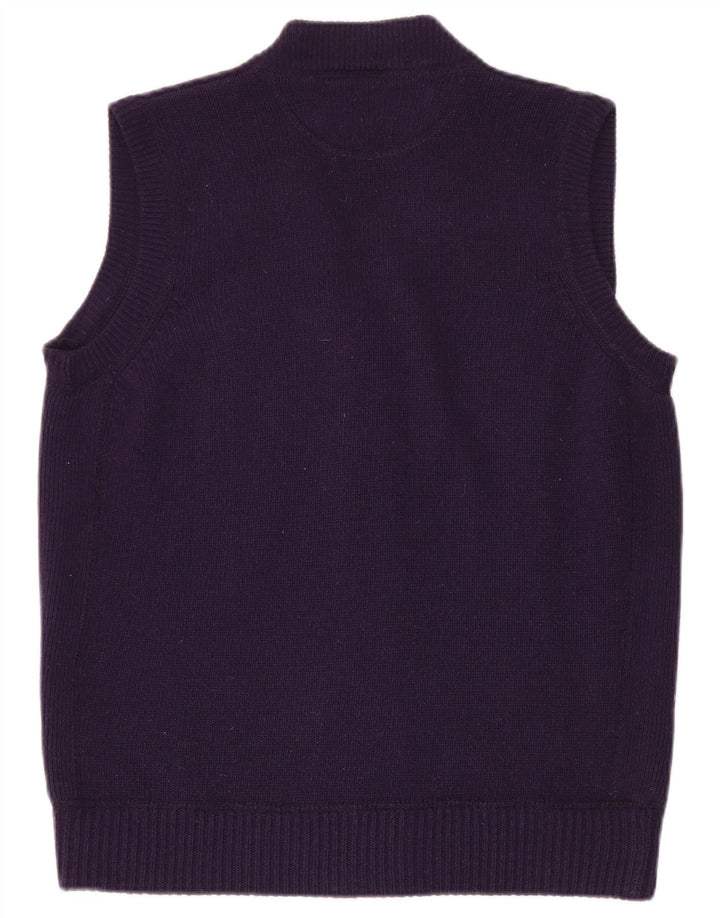FRANKLIN MARSHALL Mens Sleeveless Cardigan Sweater Large Purple Wool