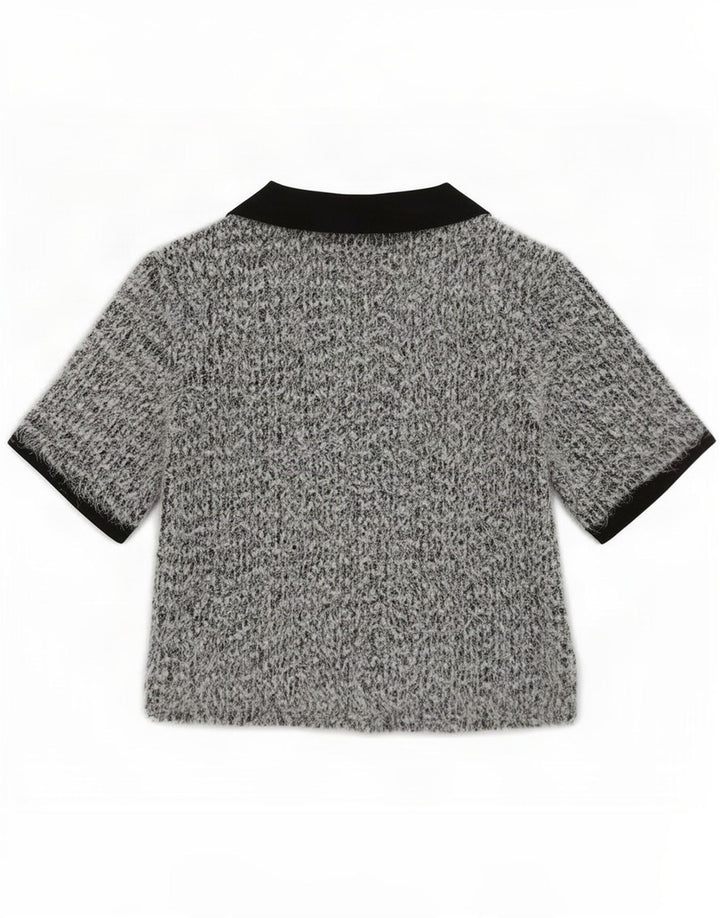 Zara Womens Polo Shirt UK 10 Small Grey Flecked Polyester