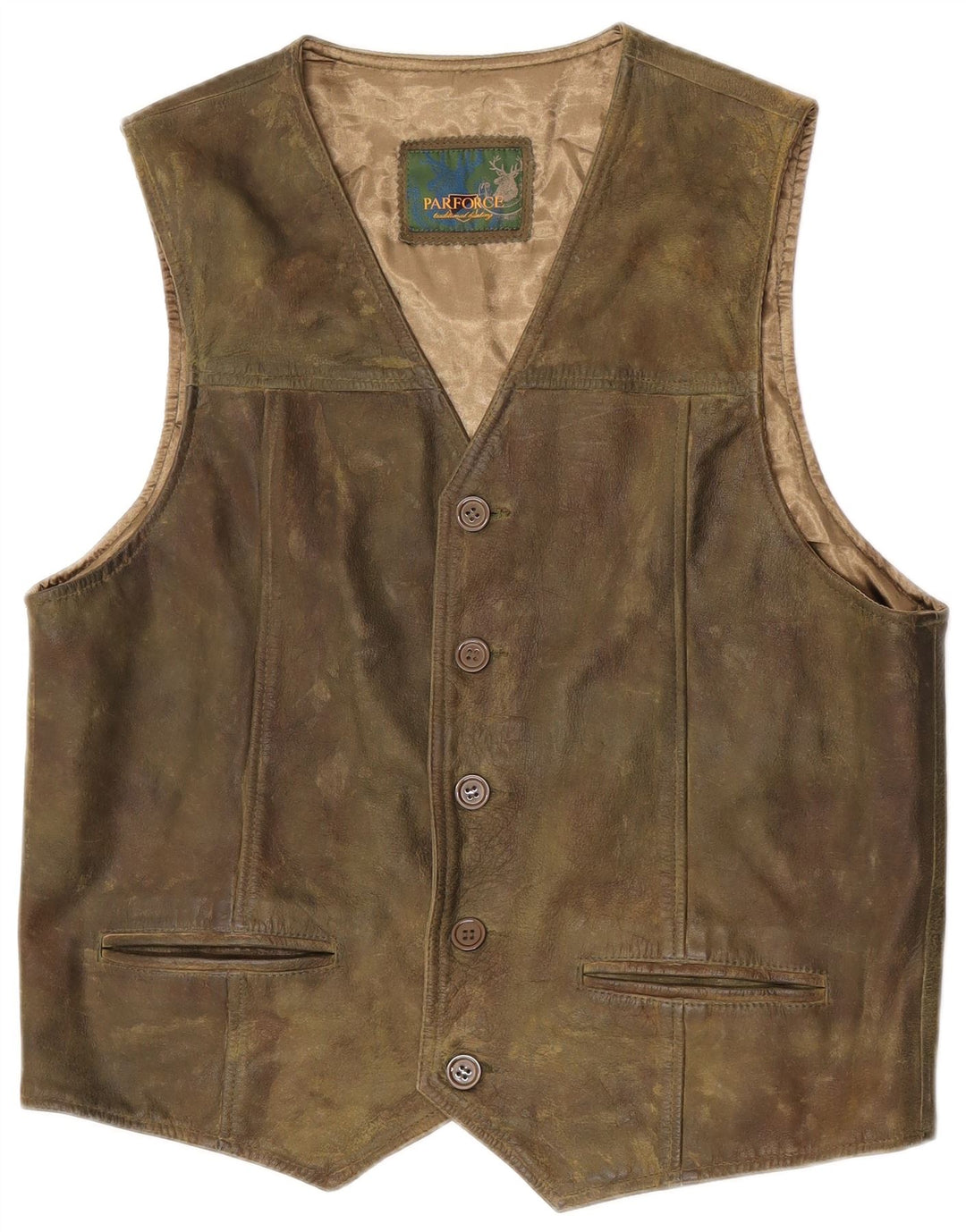 Parforce Mens Leather Waistcoat Medium Khaki Leather