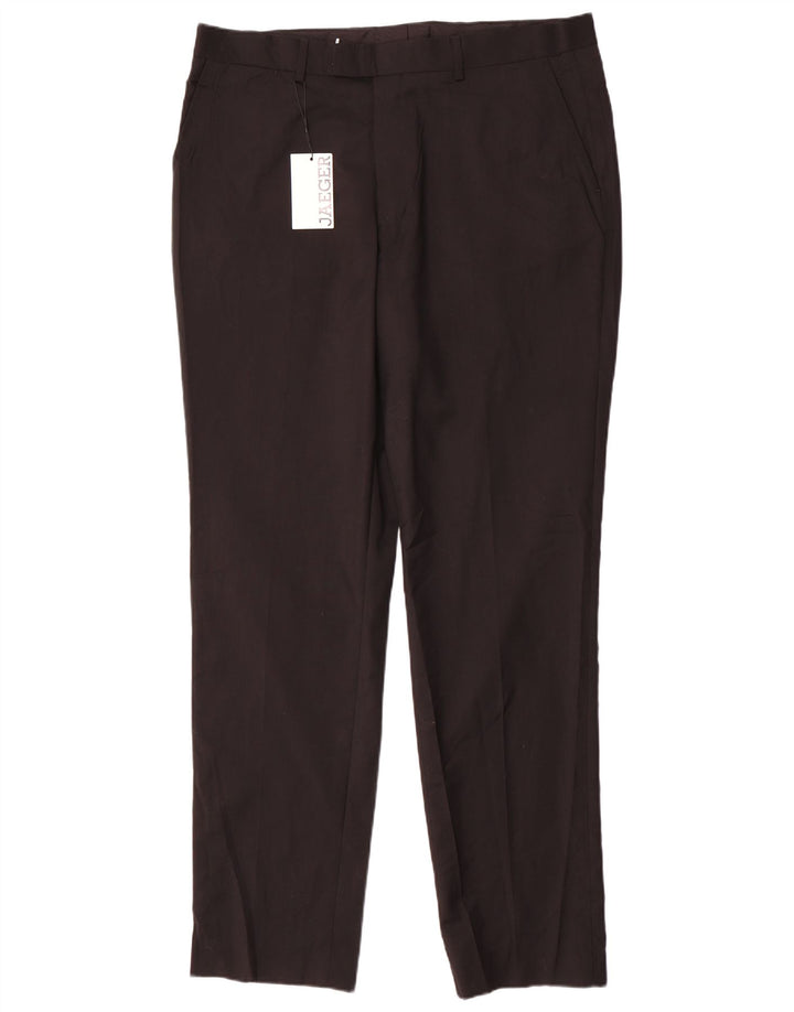 Jaeger Mens Slim Casual Trousers W38 L33 Black Wool