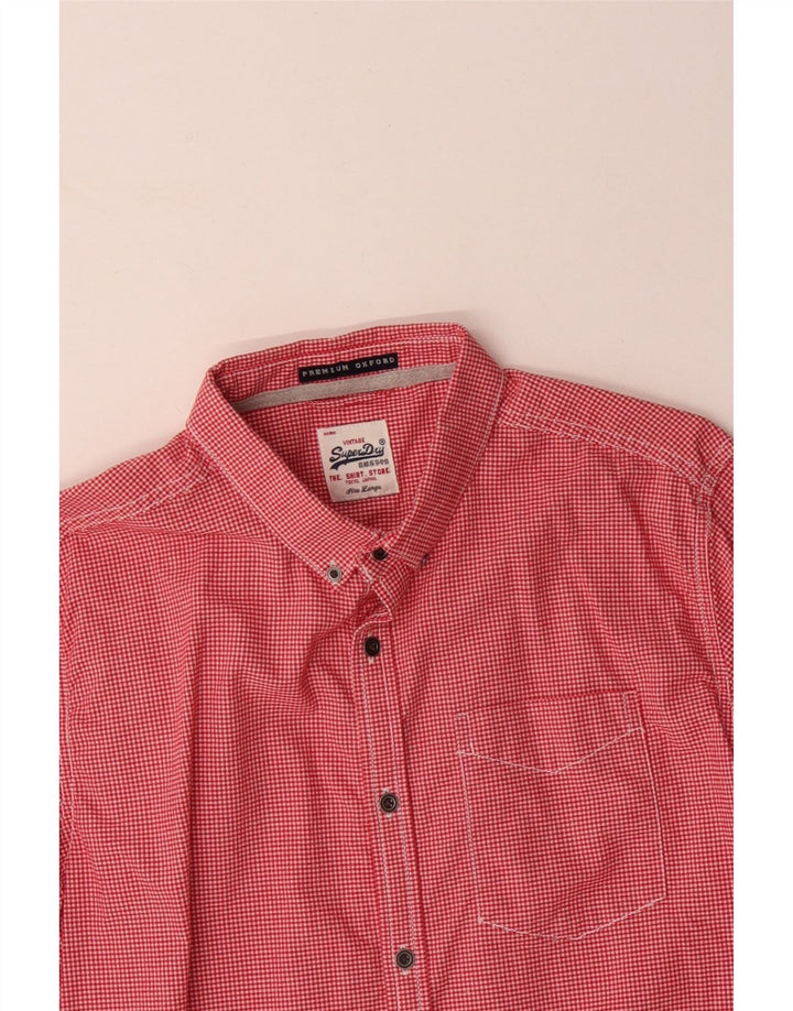 SUPERDRY Mens Shirt Large Red Gingham Cotton
