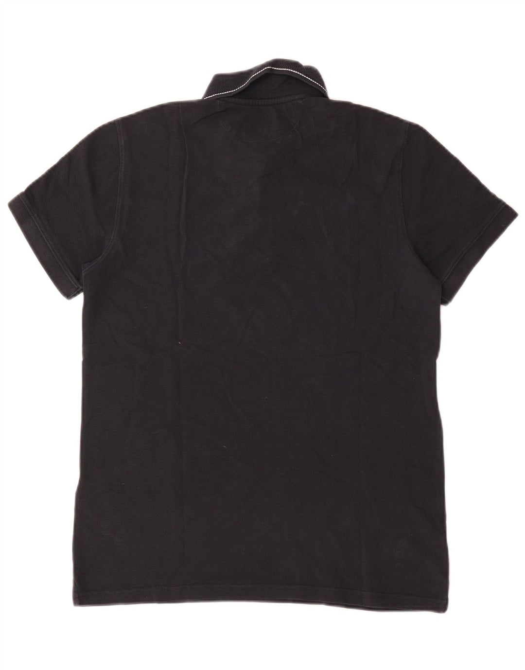 Massimo Dutti Mens Polo Shirt Medium Navy Blue Cotton